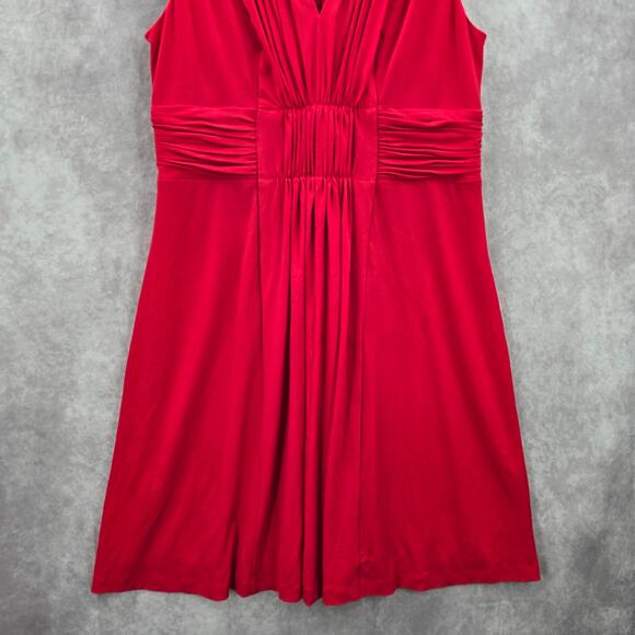 Calvin Klein Red Knee Length Pleat Sleeveless Fit Flare Formal Party Dress 12 - Picture 4 of 8